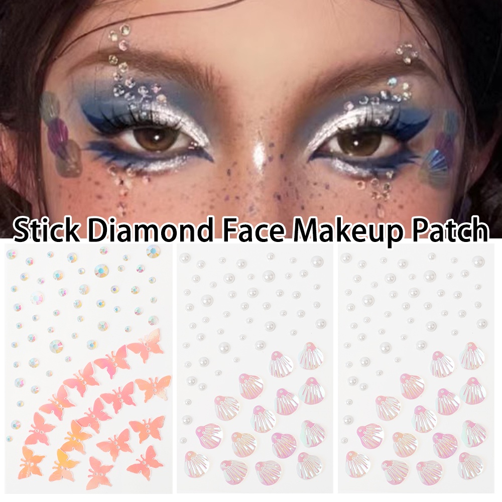 Temporary Tattoos Mermaid Face Jewels For Face, Hair, Eye, Body