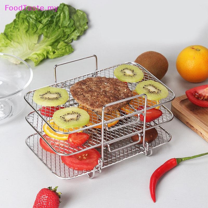 Three Stackable Air Fryer Rack Ovens Racks Stainless Steel Basket Tray Air Fryer Accessories Kitchen Gadgets Baking Tools
