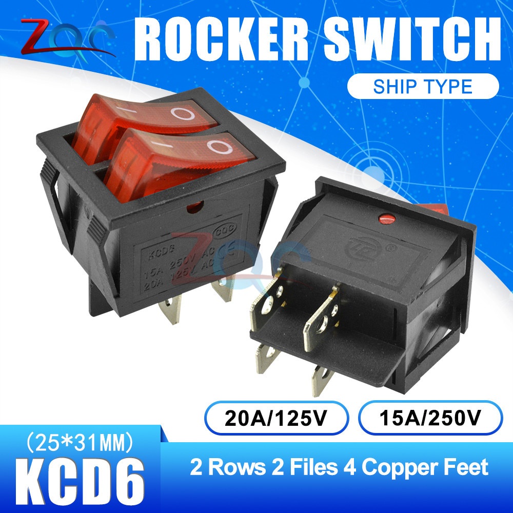 PT@>KCD6 Dual Rocker Switch ON-OFF 2 3 Position 6 4 pin 6Pin 4pin ...