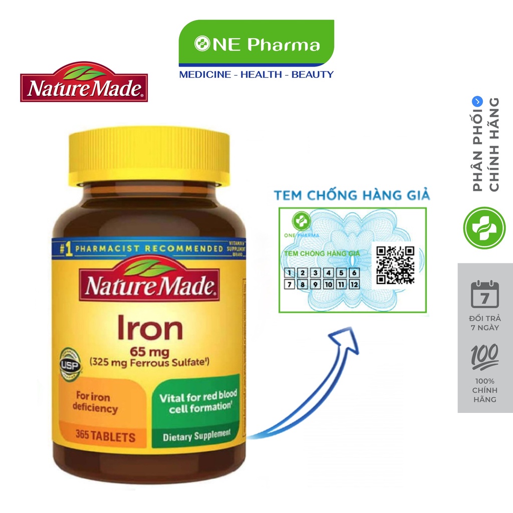 Nature Made Iron 65mg, 365 Nature's Bounty Iron Supplements to reduce
