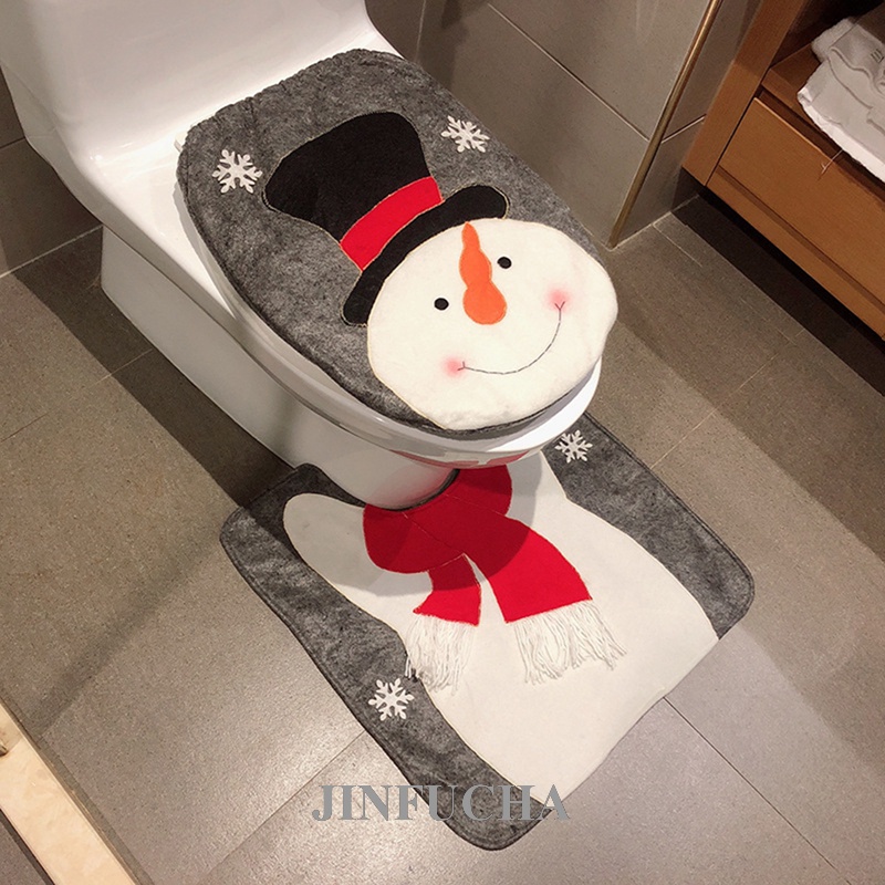 Jinfucha Toilet Seat Cover Christmas Toilet Seat Cover Carpet Christmas
