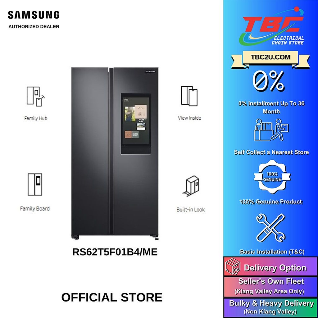 SAMSUNG RS62T5F01B4/ME 660L SIDE BY SIDE WITH FAMILY HUB FRIDGE