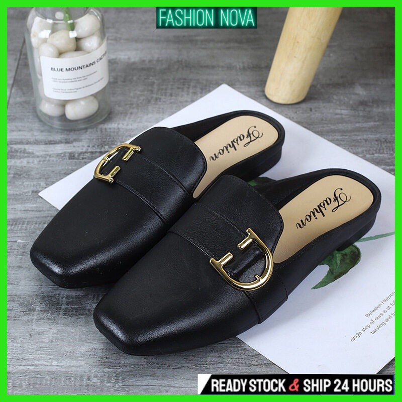 Fashion Nova Ready Stock 2023 Women Flat Loafers Office Shoe Sandal Kasut wanita kerja Shopee Malaysia