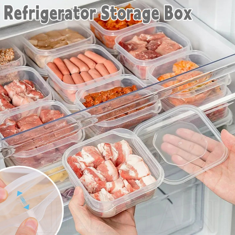 Kitchen Refrigerator Storage Bins PET Thickened Timekeeping Box Food Grade  Frozen Storage Box Kitchen Organizer Containers Case