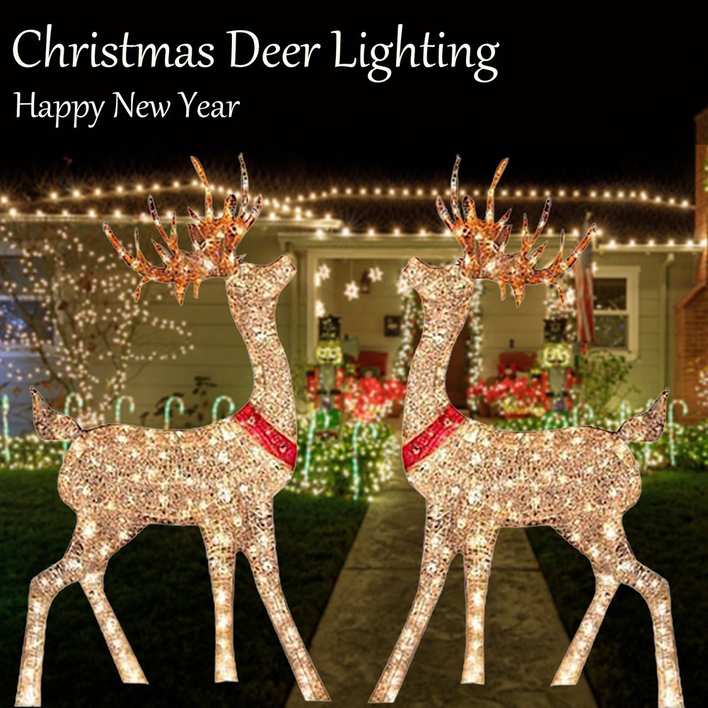 Glowing Deer Christmas Lights Reindeer Ornament Set Christmas Glowing