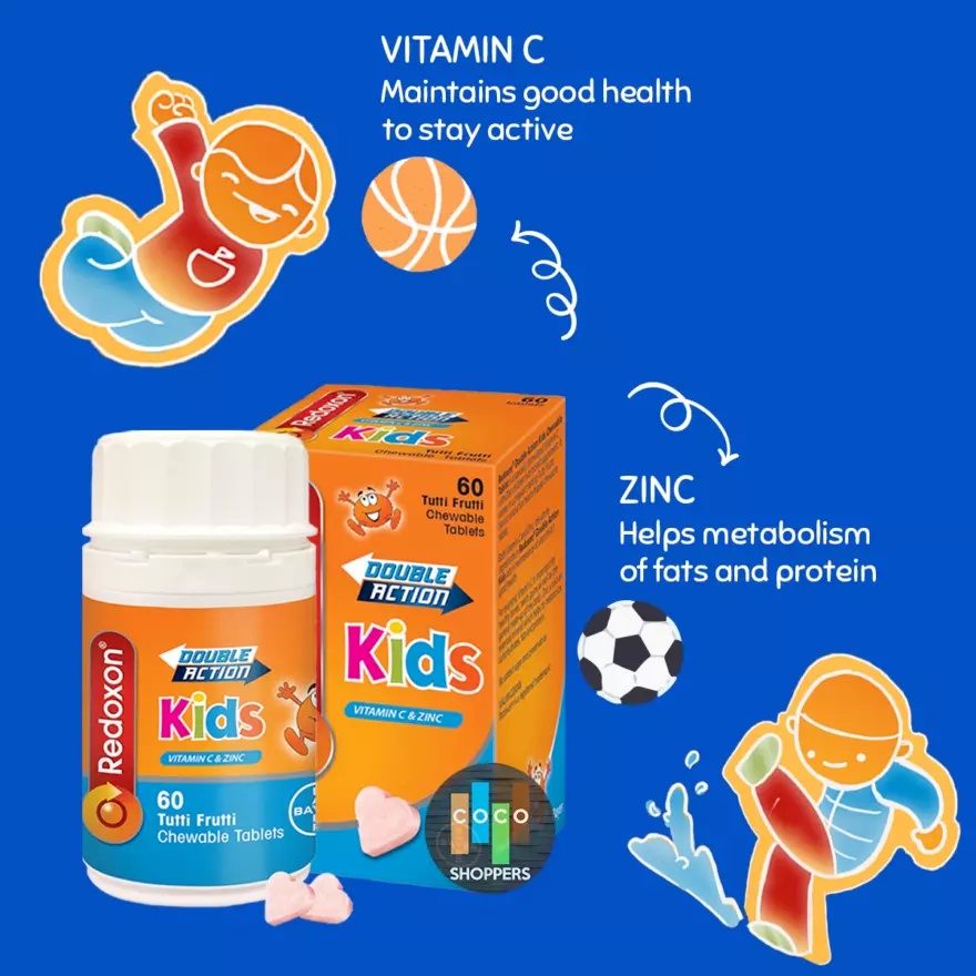 Redoxon Double Action Kids Vit C & Zinc Futti Drutti Flavour ( 60