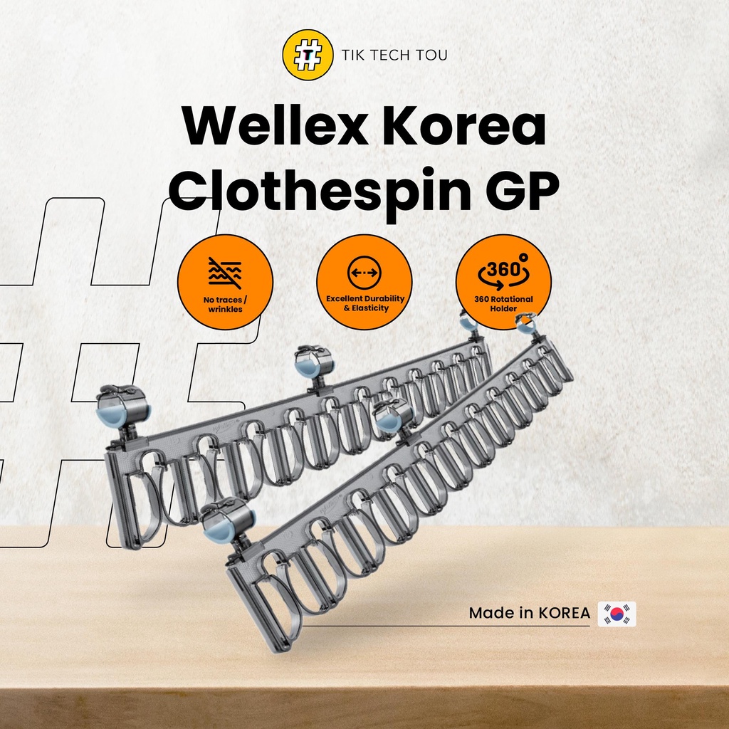 Rak Pakaian AntiKedut WELLEX Buatan Korea Anti Wrinkle Clothespin GP Laundry Drying Rack
