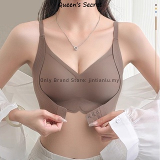 Queen's Secret] Front button push up seamless bra, women's small chest  gathered side collection anti-sag bra,anti-expansion fixed cup bra without  underwire
