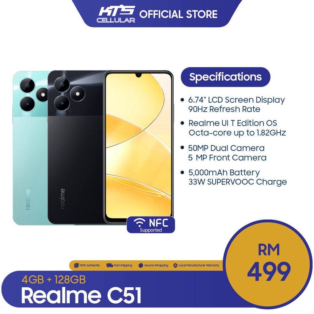 Realme C51 (4GB+128GB) Smartphone - Original 1 Year Warranty by REALME ...