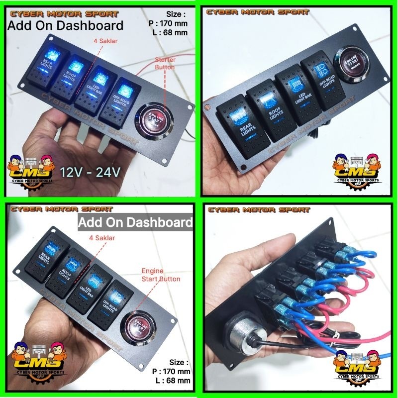 TOMBOL Universal car add on panel interior Dashboard. engine start ...