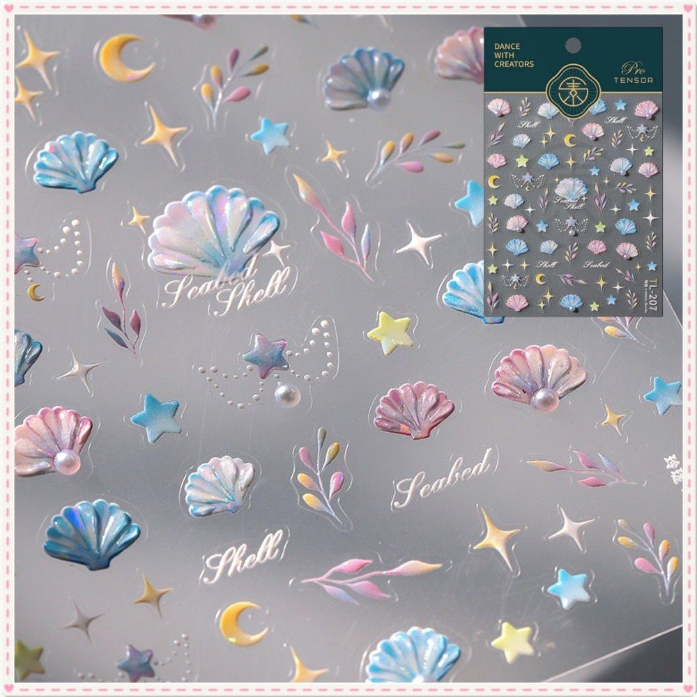 TENSOR Sea Shell Nail Art Sticker Star Moon Pearl Shell Light Three ...