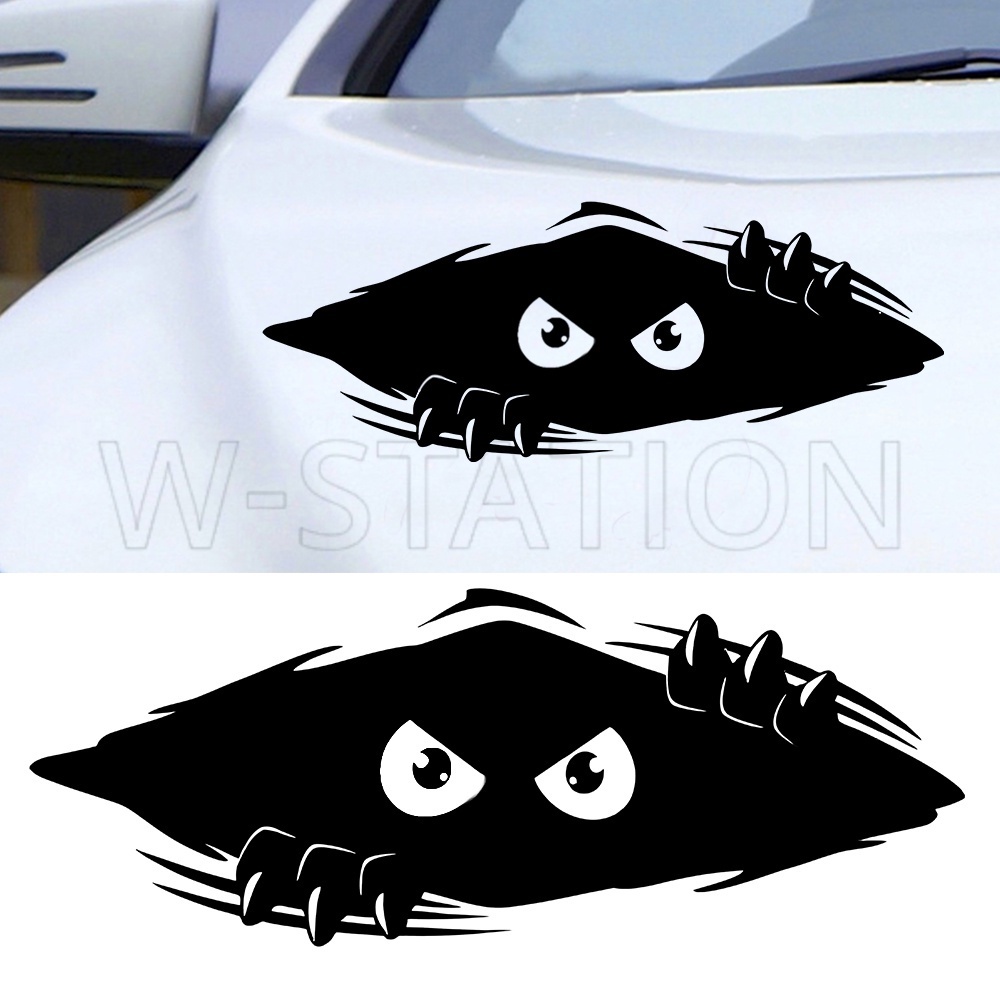 Funny Peep Monster Car Sticker / Car Body Dents Scratches Cover / Black ...