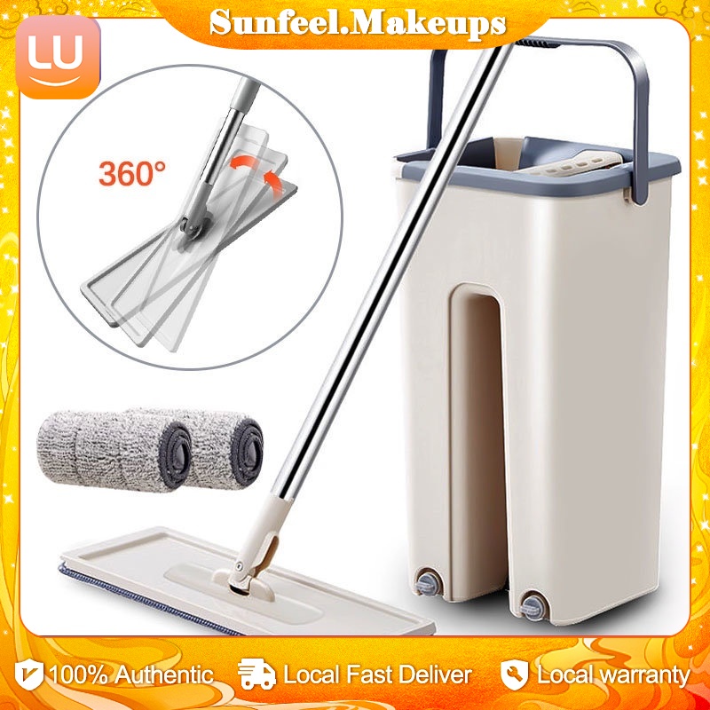 Mop With Bucket Flat Mop Squeezer Floor Mop Map Cleaning 360 Spin Mop ...