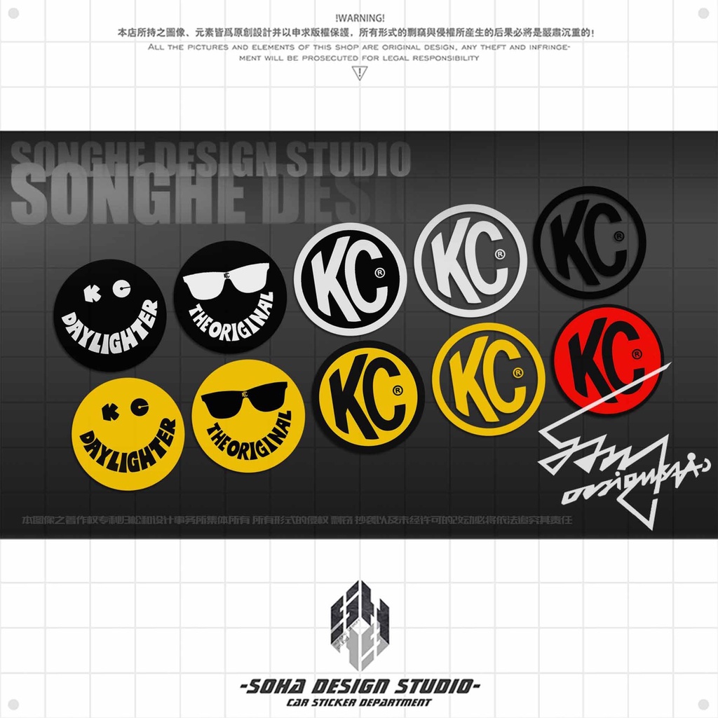 K KC Smiley Face Spotlight Sticker Merchandise Wrangler Ford Raptor