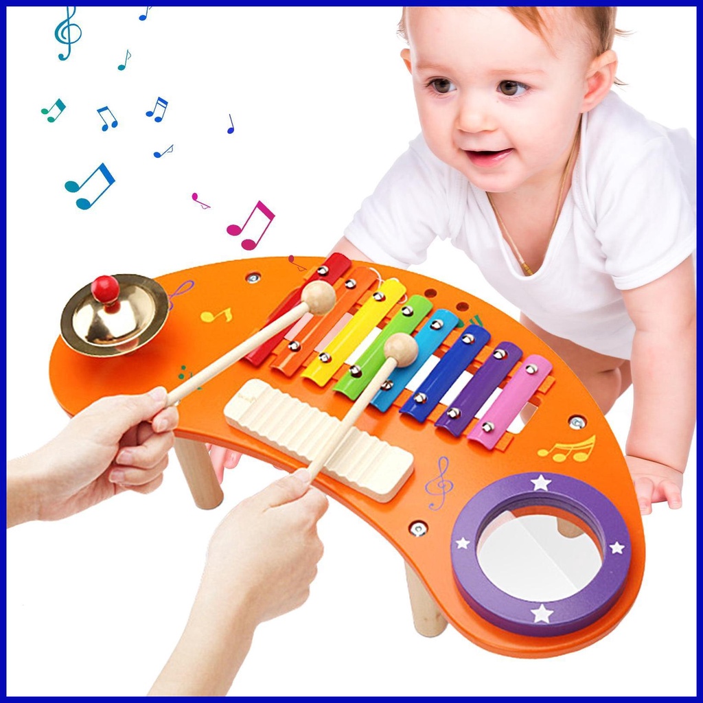 Wooden Xylophone Colorful Hand Knock Xylophone Set Percussion Cymbals