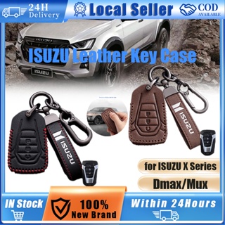 ISUZU Leather Key Case for ISUZU X Series Dmax Mux 2021 D-max MU-X 3.0 Mux 3 buttons keychain cover<br /> 