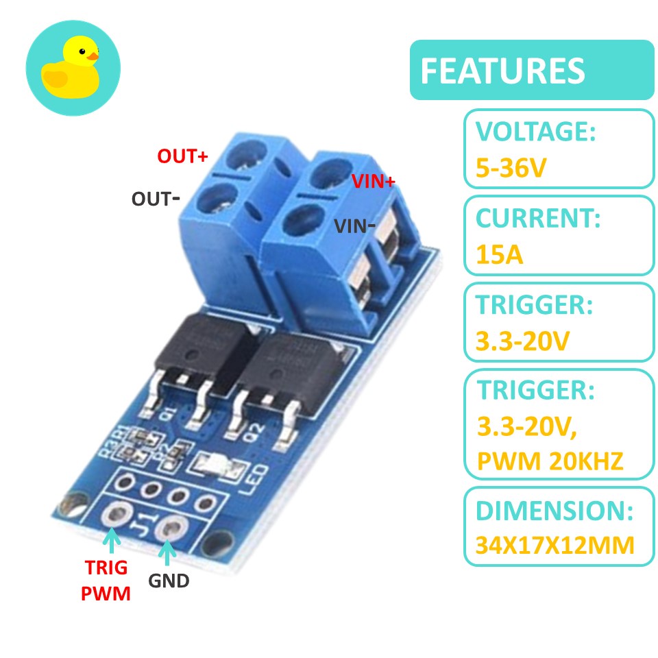 400W 5-36V Dual MOSFET PWM Driver Regulator Module | Shopee Malaysia