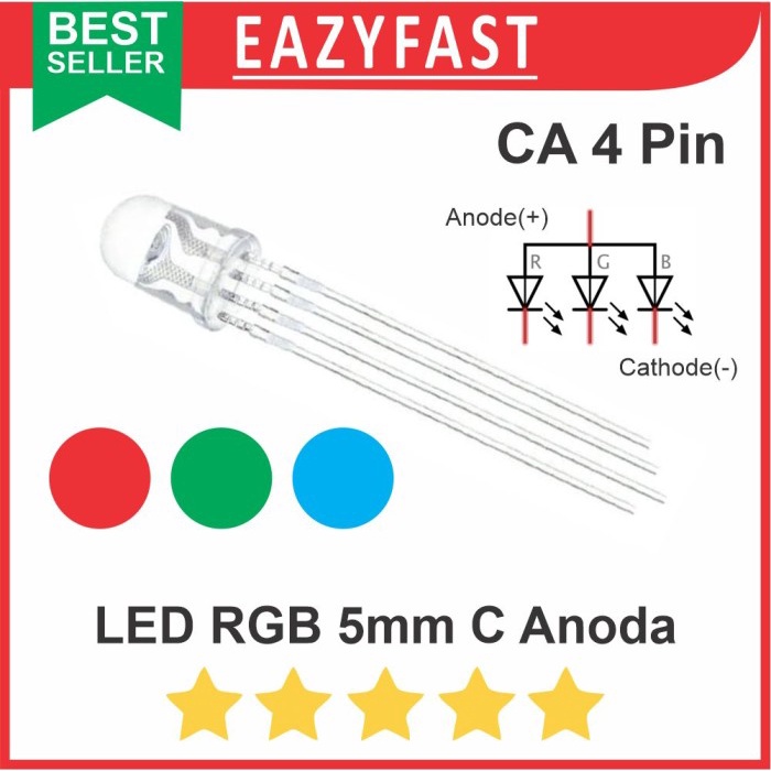 Led 5mm RGB CA 4P Common Anoda 3 Colors 4 Pin Feet Clear Clear | Shopee ...