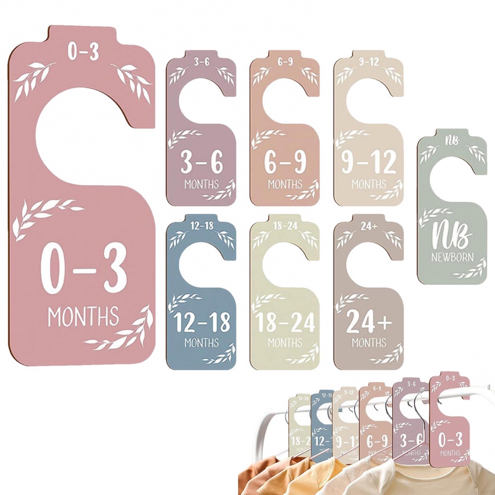 Wooden Baby Closet Dividers for Clothes, 8Pcs DoubleSided Organizer From Newborn Infant To 24