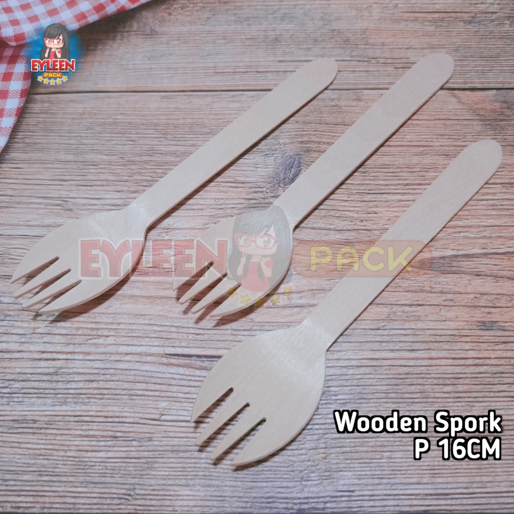 KAYU Wooden Spork Disposable Disposable Wooden Spork Cutlery 2 in 1