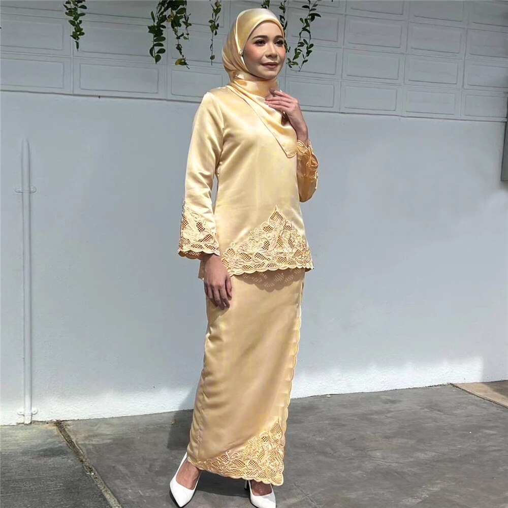 KURUNG MODERN SATIN SULAM 2024 | Shopee Malaysia