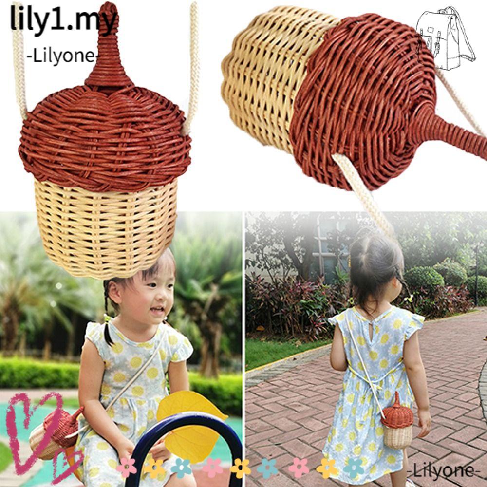 LILYONE Pinecone Crossbody Handbag, Woven Vintage Pinecone Rattan Bag ...