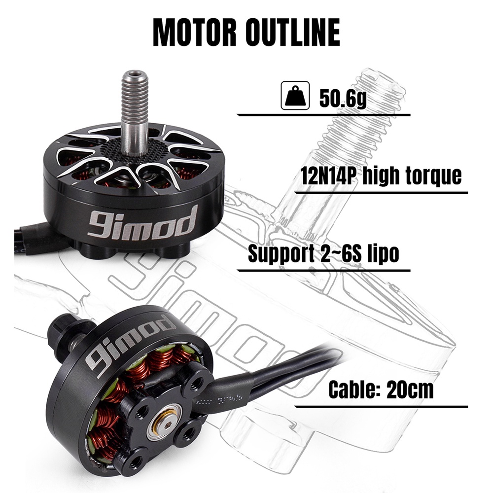 9IMOD Brushless Motor X2807 1300/1500/1700KV 2-6S 4mm Bearing Shaft