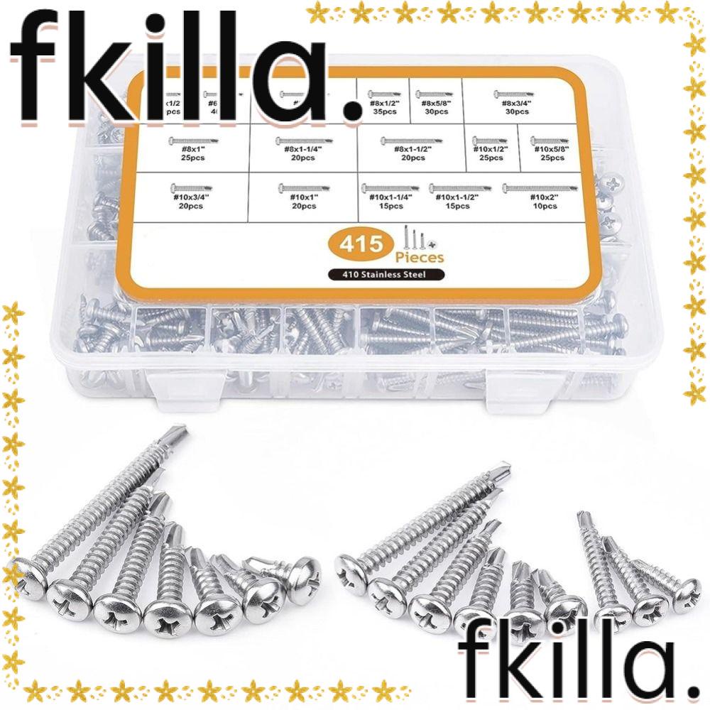 FKILLA1 415PCS Self Tapping Screws for Metal, 16 Sizes 6810 Self