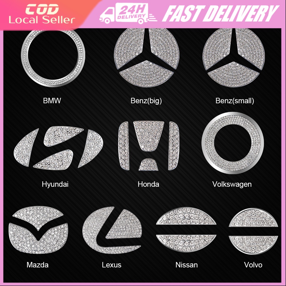 toyota Honda Car Steering Wheel Emblem 3D Rhinestone Logo Sticker With