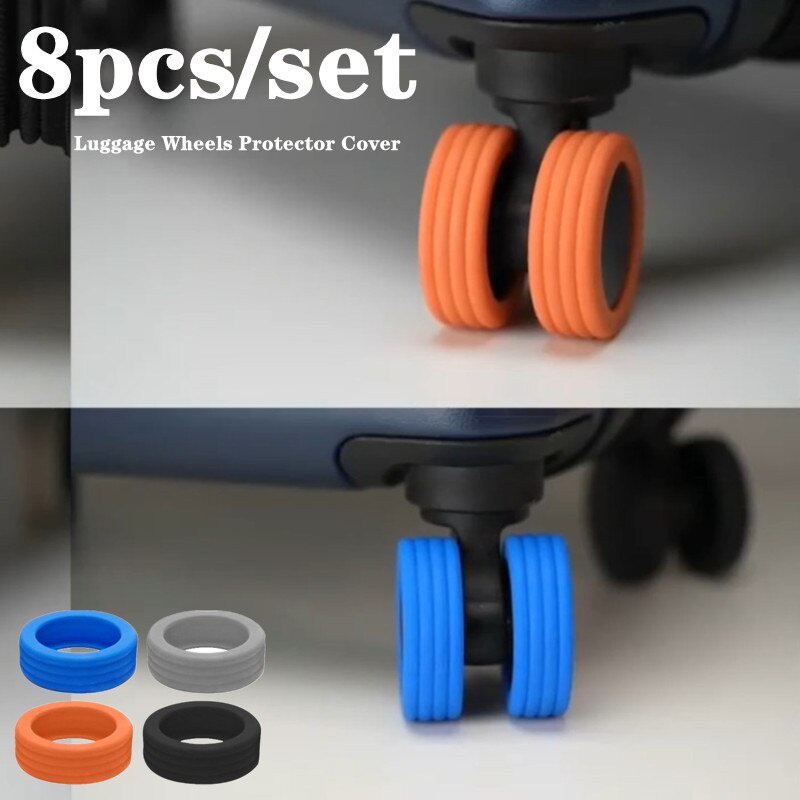 8pcsset Luggage Wheels Cover Silicone Luggage Suitcase Wheels Protector Cover Silent Ring Anti 2672