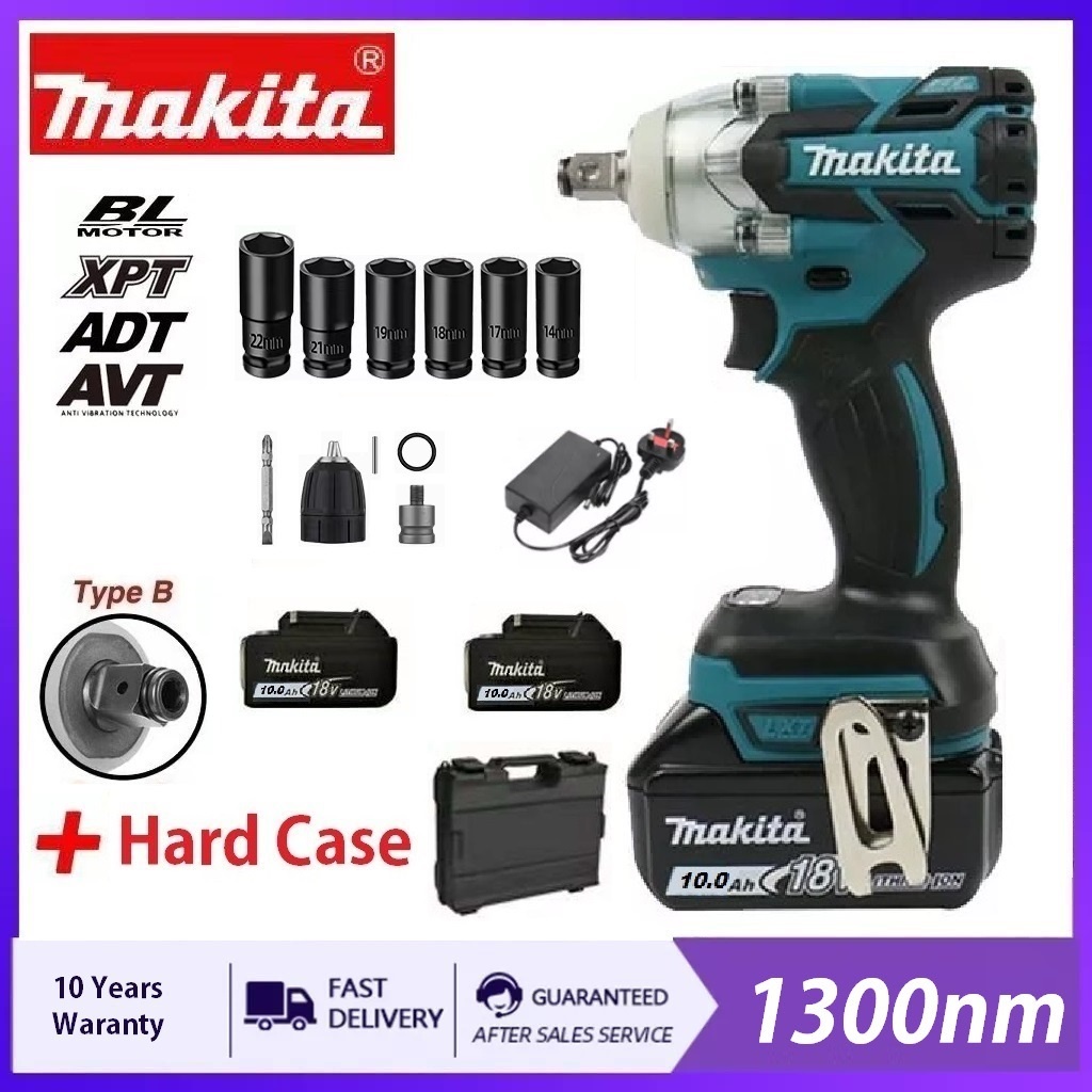 MAKITA 18V 10.0ah Electric Cordless Wrench 2 Battery Brushless Electric