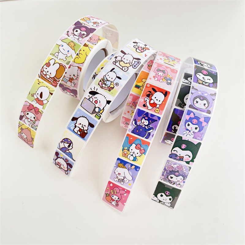 500PCS/Roll 1Inch Sanrio Mymelody Kuromi Pochacco Crayon Shin-chan ...