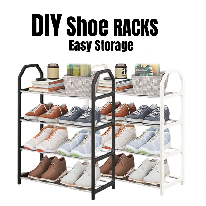 Shoe Rack 4 Tier Easy to Use Lightweight Plastic Shoe Cabinet for Balconies and Dorm Rooms Rak Kasut Shopee Malaysia