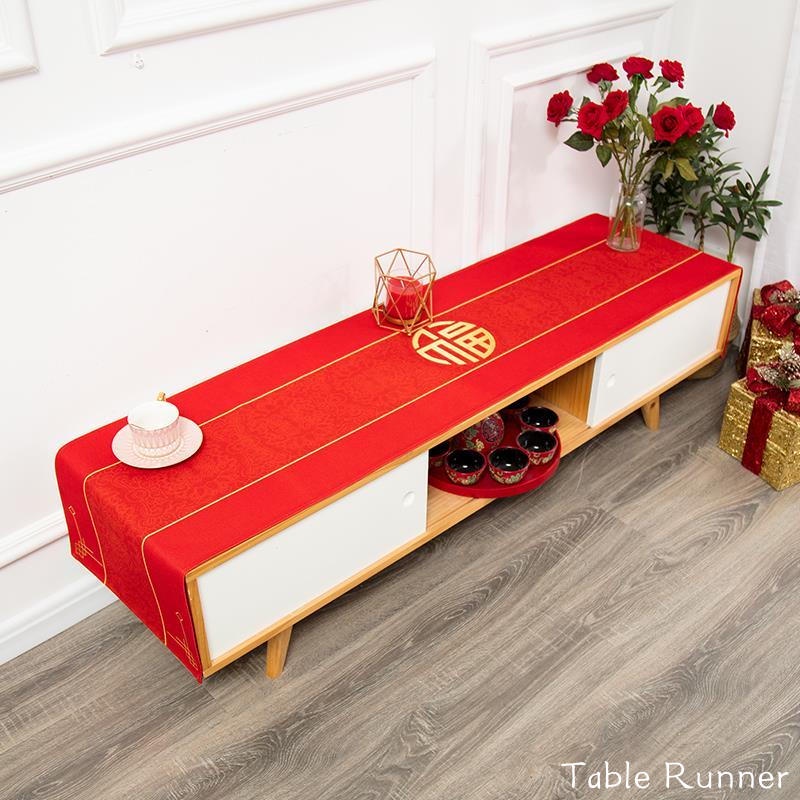 Chinese New Year Long Table Flag Red Festive TV Cabinet Cover Living ...