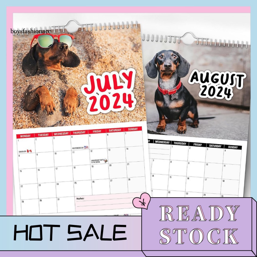 BF School Wall Calendar 2024 Dog Calendar Dachshund Wall Calendar 2024