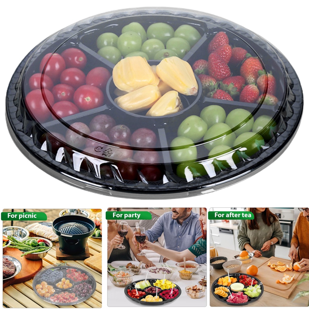 Banquet and Party Food Holder 6 Compartment Fruit Storage Box with Lid ...