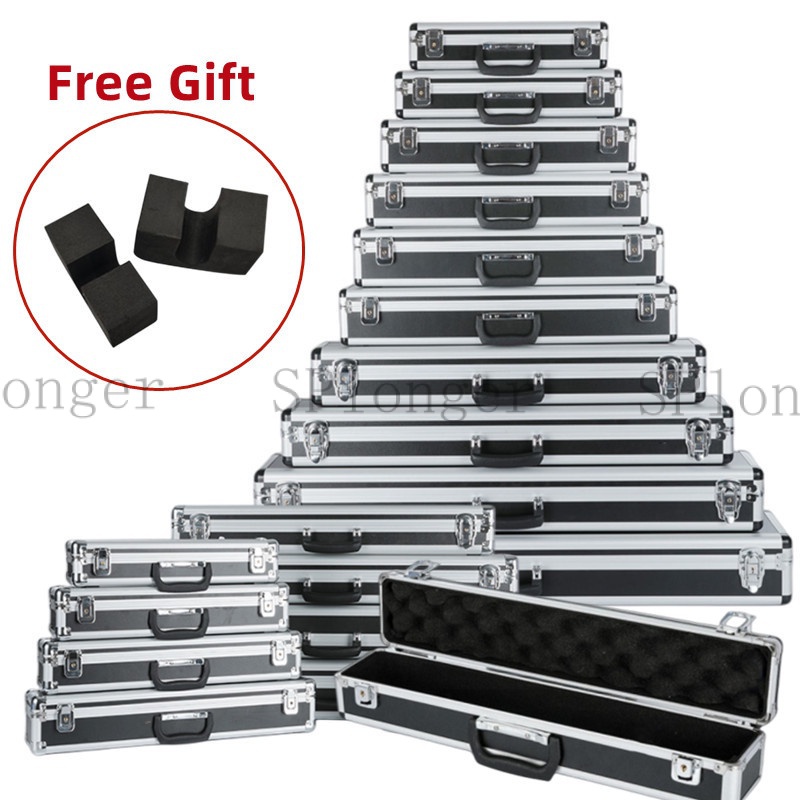 Long Suitcase Aluminum Alloy Toolbox Storage Box Flute Musical