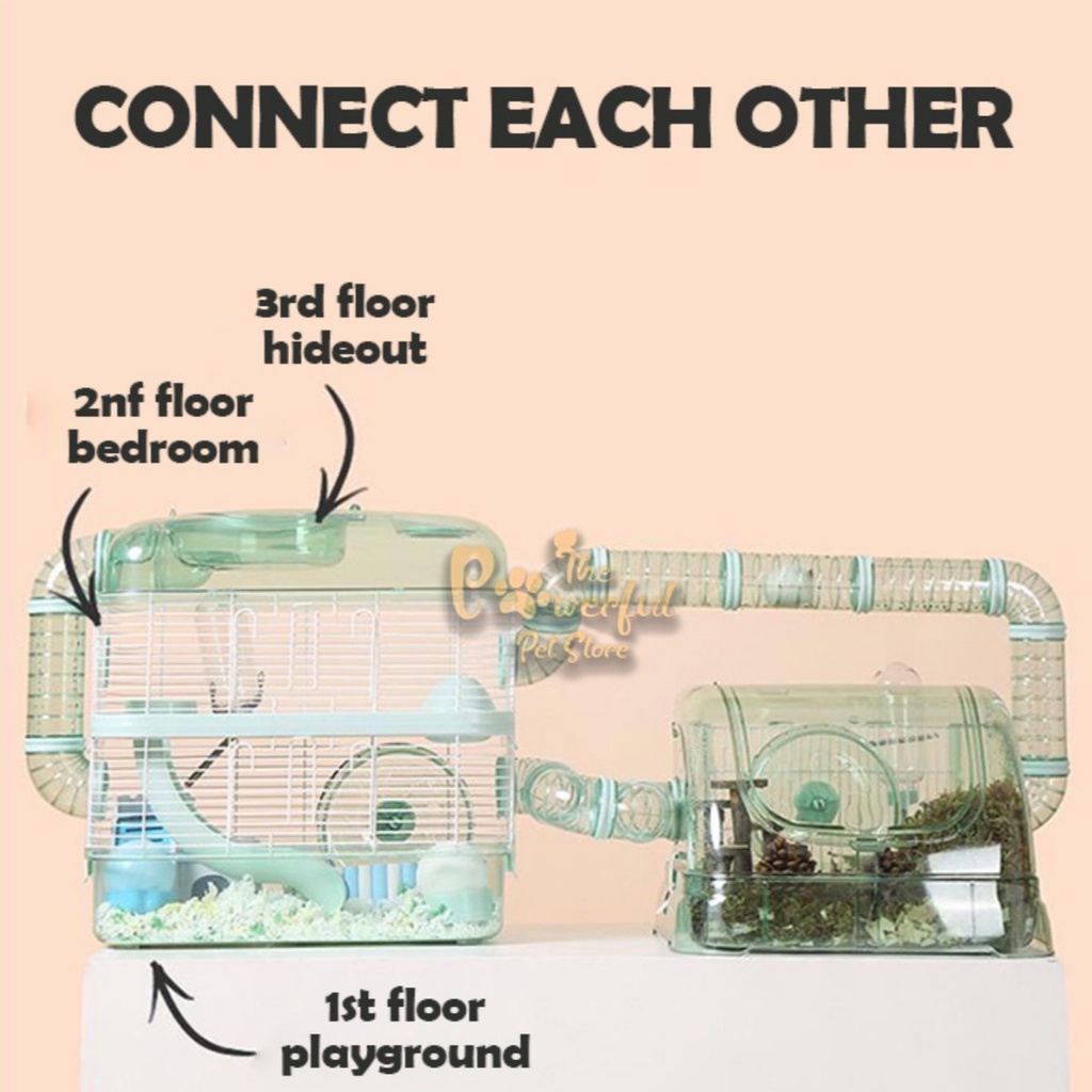 PAWERFUL Luxury DIY Hamster Cage Bungalow Villa Triple Layer Hamsters ...