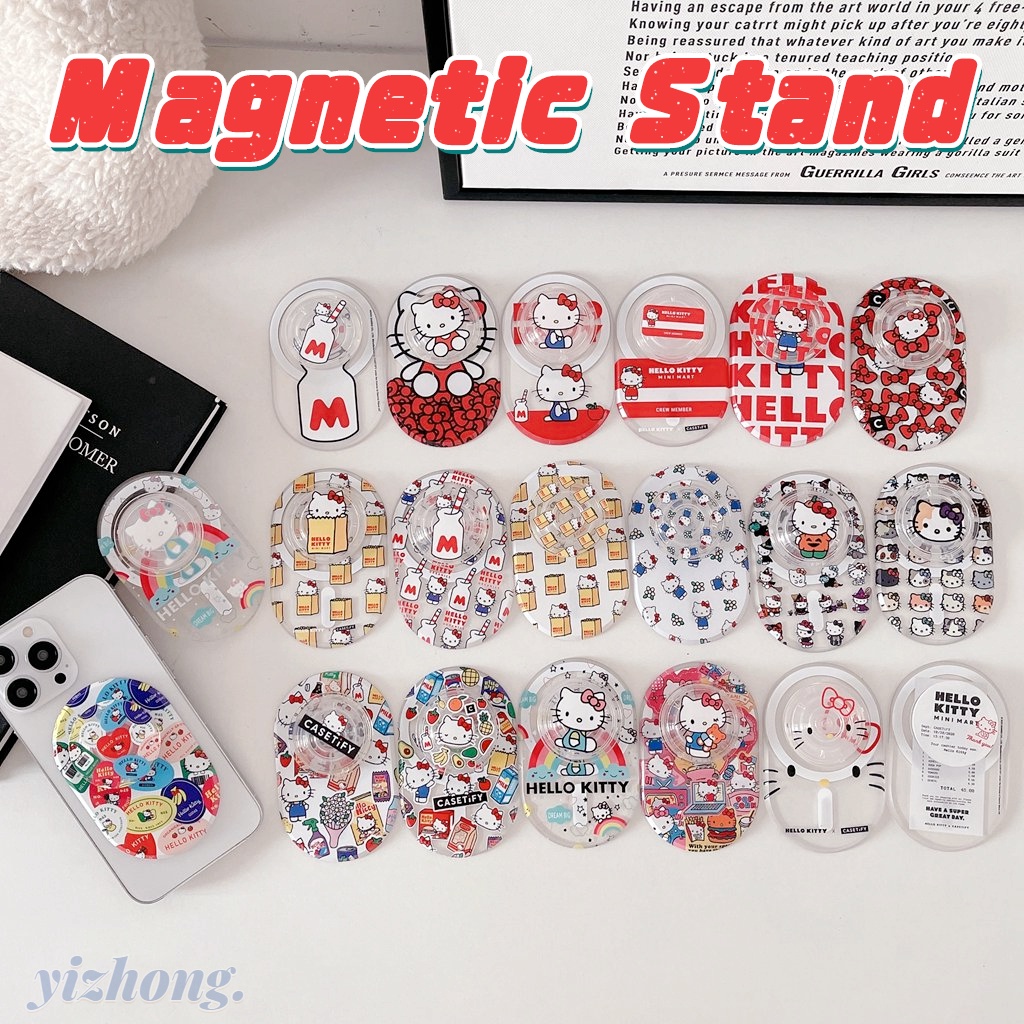 Magnetic Attraction Phone Holder Oval Shape Kickstand Cartoon Hello ...