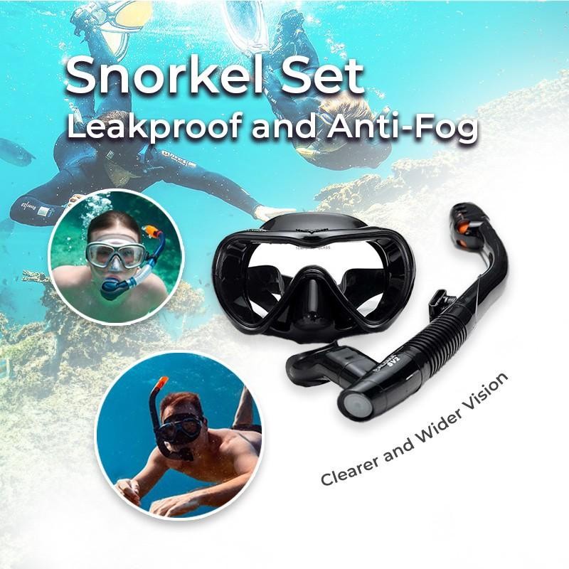 Leakproof Snorkel Set Anti-fog Swimming Snorkeling Goggles Scuba Diving ...