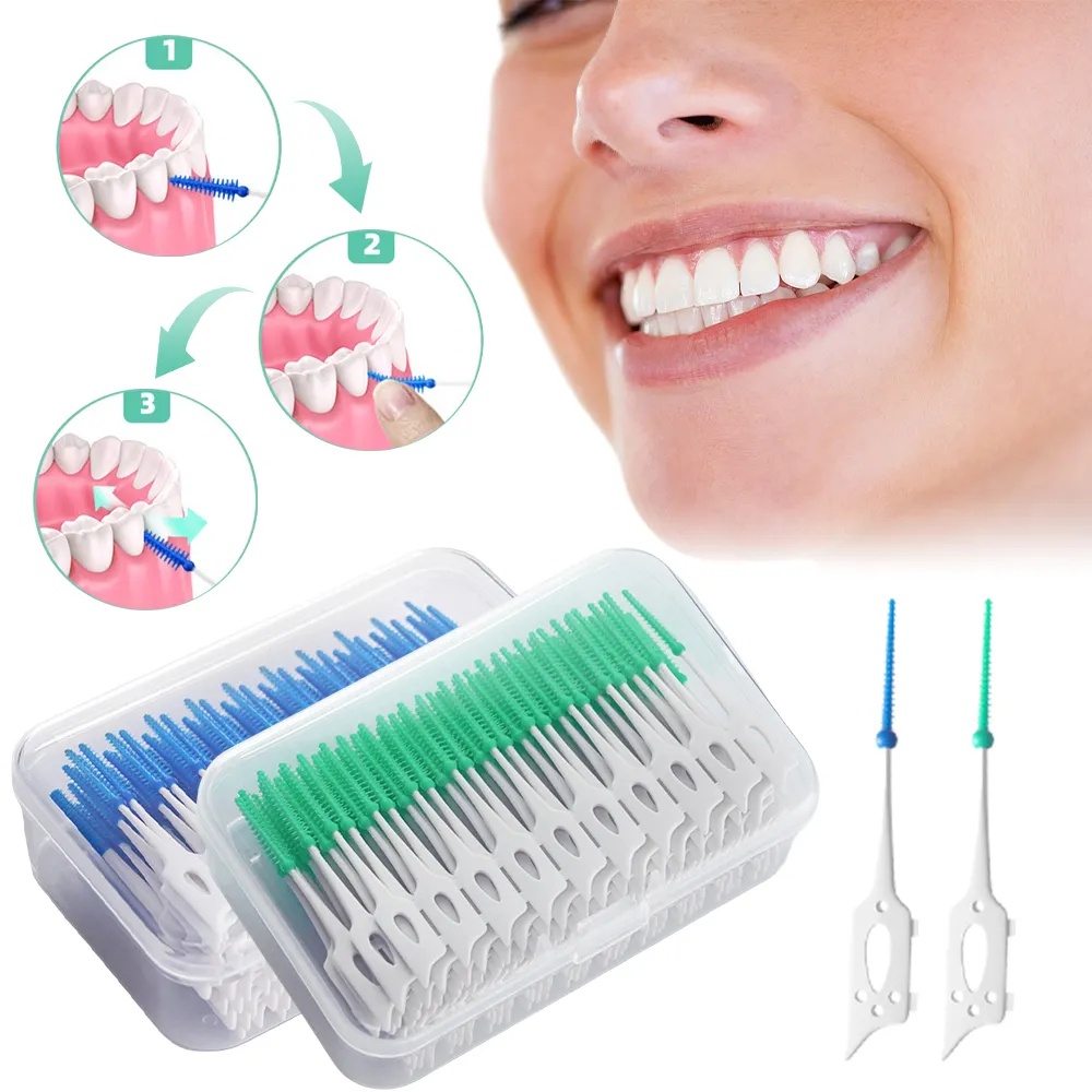 40Pcs/Box Dental Floss Stick Tooth Cleaning Interdental Brush Dental