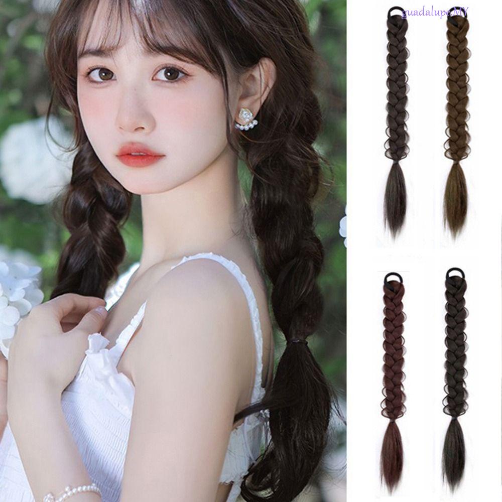 GUADALUPE Braided Ponytails, Elastic Hair Band Fake Hair Ponytails Hair