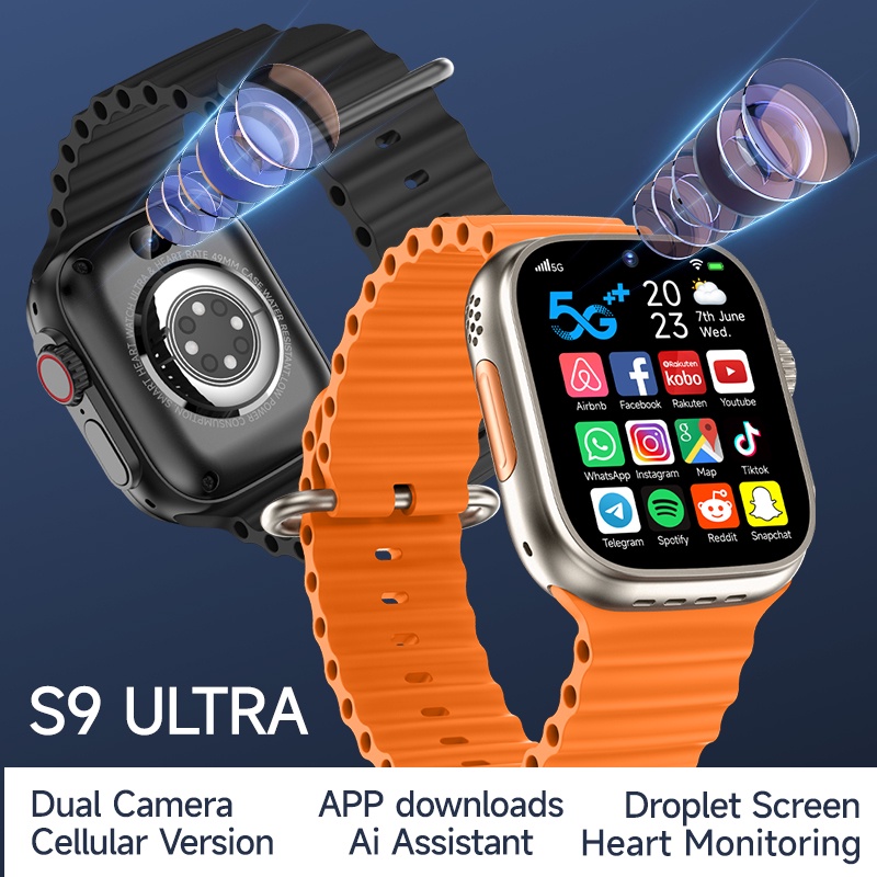 S9 Ultra Smart Watch with SIM card slot GS37 ultra 4G Dual Camera Video Call GPS Trace Locator