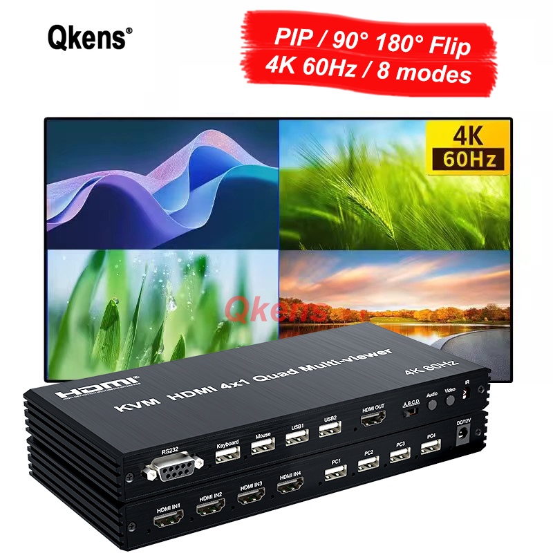 4k 60Hz 4x1 HDMI Multi-viewer Video Converter Quad Screen Display 4x1 ...