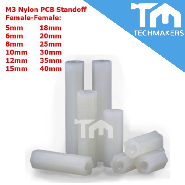 M3 Female White Nylon Hex Hexagonal Female Thread PCB Stand-off Spacers 5/6/8/10/12/15/18/20/25/30/35/40mm