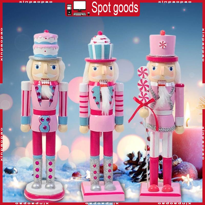 XI 14 Inch Christmas Nutcracker Soldier Ornaments Pink Glitter Figurine