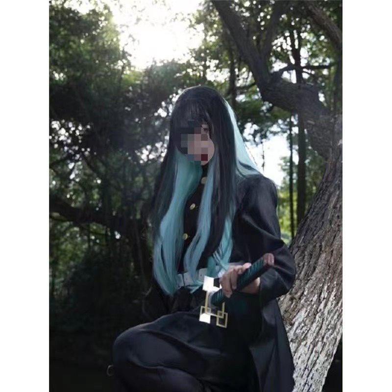 Demon Slayer Tokitou Muichirou Cosplay Costume – Full Outfit Set (Black, Unisex)