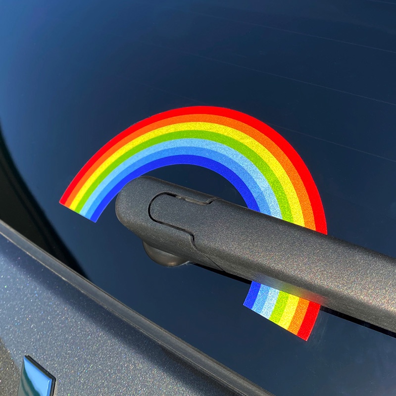 Car Sticker Rear Windshield Wiper Cute Rainbow Reflective Sticker