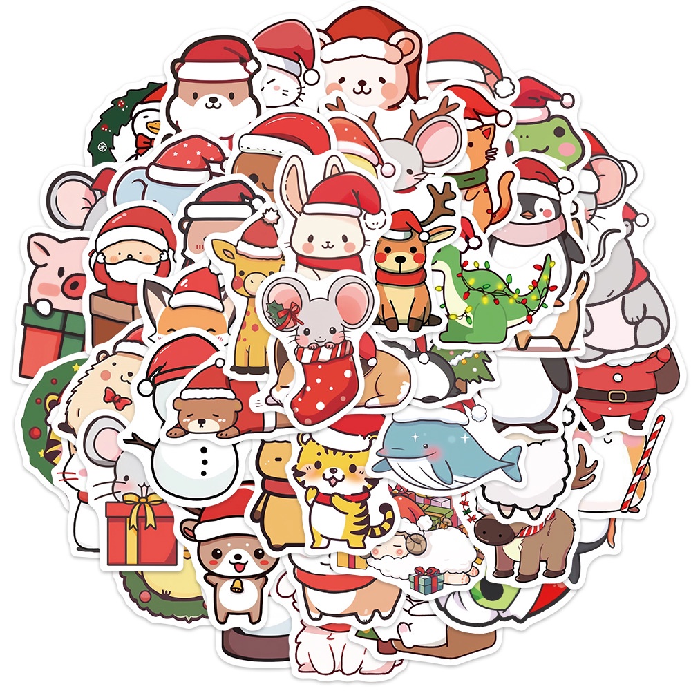 50PCS Christmas Animals Waterproof Graffiti Stickers for For Helmet ...