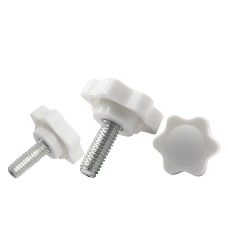 [KZS] White Torx Handle Screw Knob Handle Star Plastic Rubber Head Hand ...